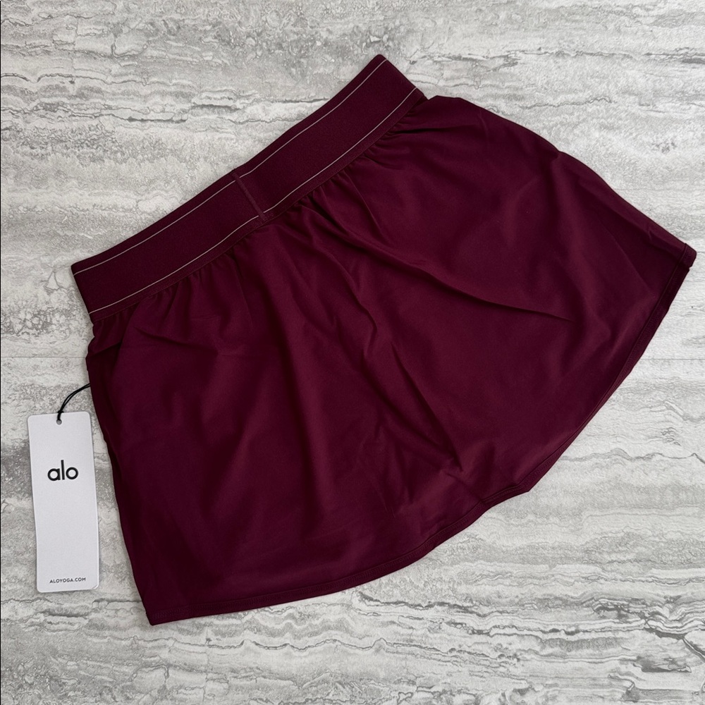💜ALO💜 BURGUNDY Match Point Tennis Skirt - Picture 3 of 8